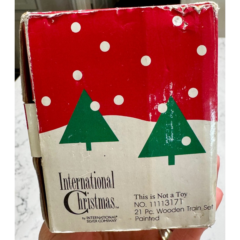 Vintage 1992 International Christmas 21 Pc Wooden Train Set New In Box Holiday - Picture 6 of 7